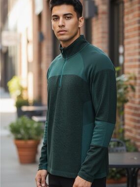 all in motion Men's Dark Green Half-Zip Pullover
